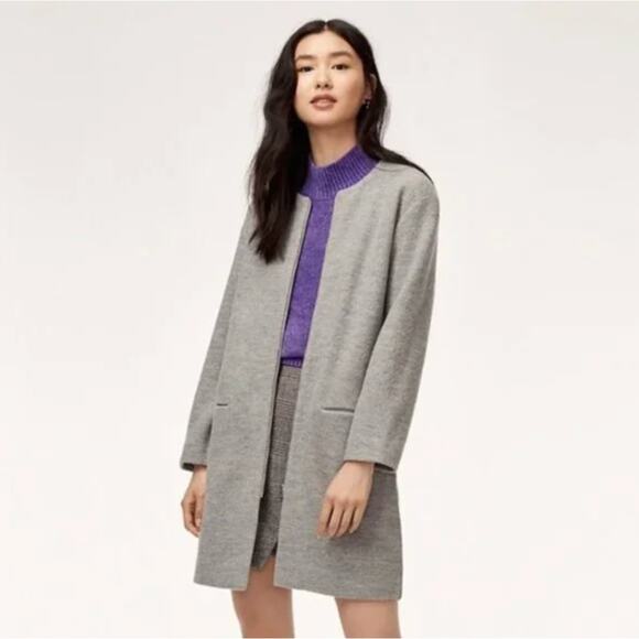 WILFRED x ARITZIA Banville Jacket Merino Wool Zip Up Cardigan Sweater Gray {21}